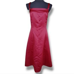 Red satin cocktail dress